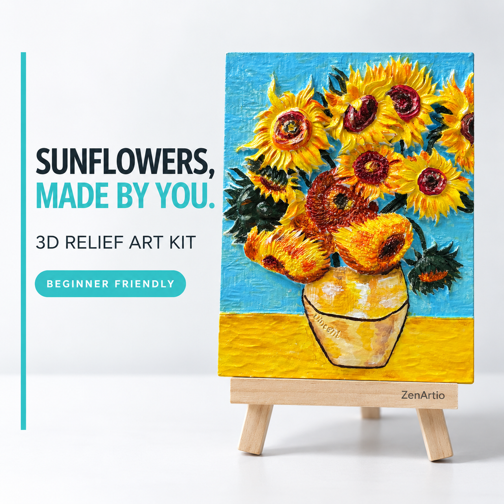Sunflowers 3D Relief Painting Kit | Beginner-Friendly DIY Art