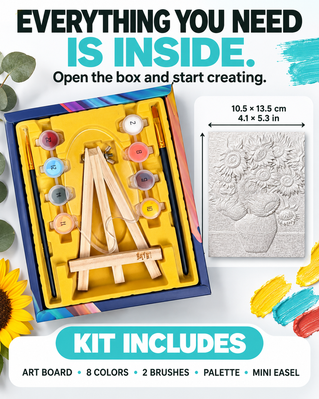 Sunflowers 3D Relief Painting Kit | Beginner-Friendly DIY Art
