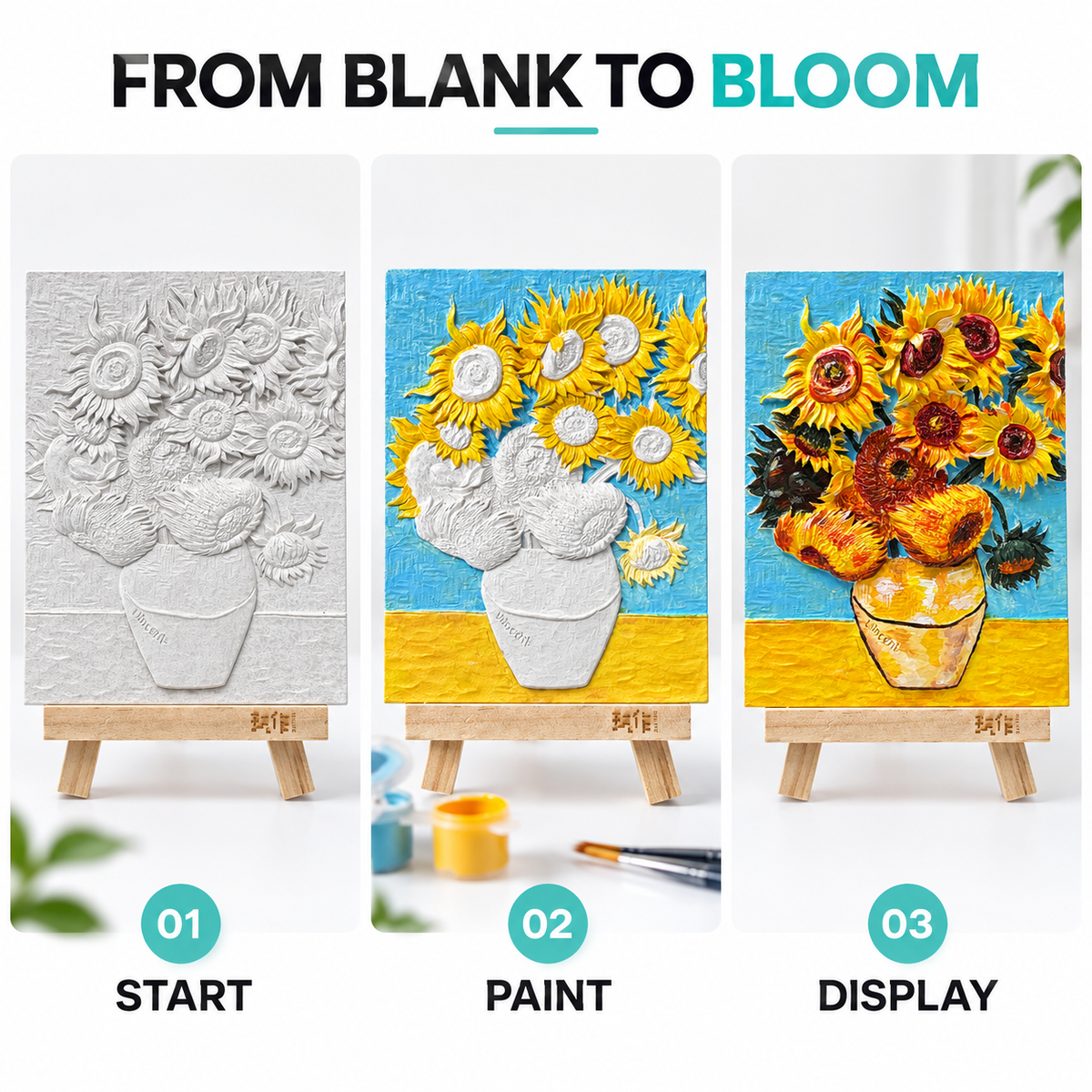 Sunflowers 3D Relief Painting Kit | Beginner-Friendly DIY Art