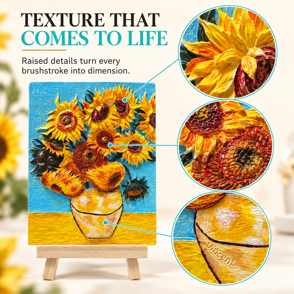 Sunflowers 3D Relief Painting Kit | Beginner-Friendly DIY Art